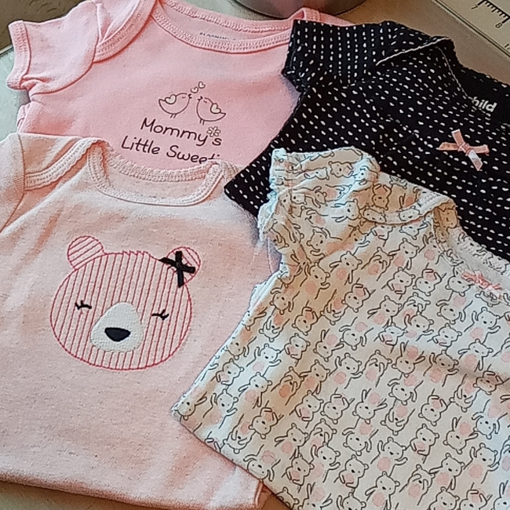 Bundle of 4 New Pink and Navy Onesies for Girls